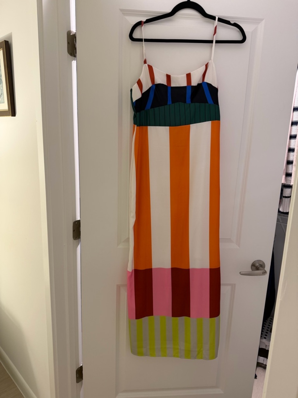 Colorblock Striped Spaghetti Strap Maxi Dress